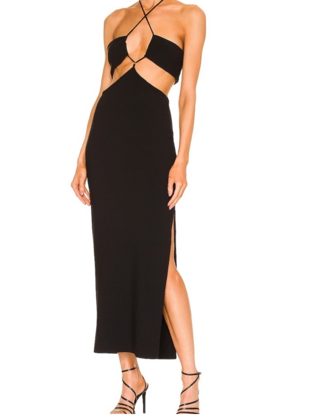 bec + bridge Black Strappy Cutout Midi Dress